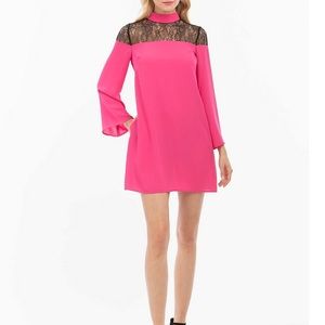 Nicole Miller Mock Neck Dress - Lace Insert